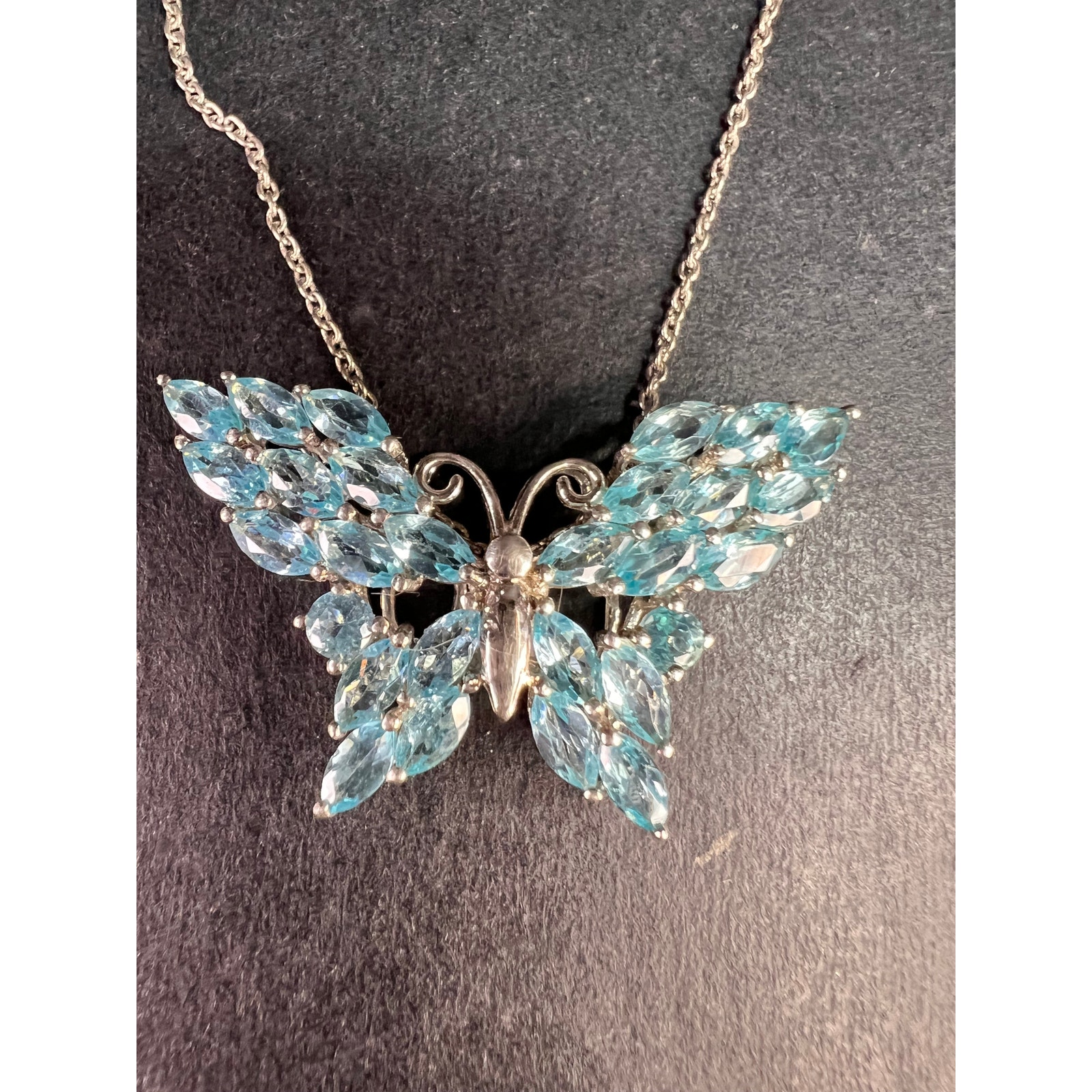New Paraiba Apatite Butterfly Pendant Necklace In Sterling Silver 265$